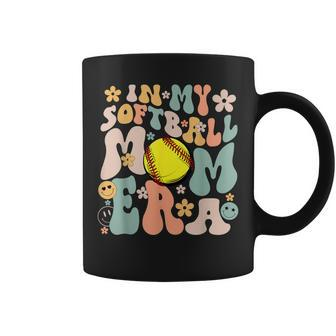 In My Softball Mom Era Mom Groovy Life Game Day Vibes Mama Coffee Mug - Seseable