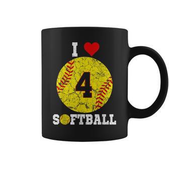 Softball Number 4 Softball Lover Vintage Retro Coffee Mug - Monsterry UK