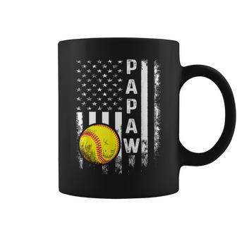 Softball Papaw American Flag Vintage Christmas Xmas Coffee Mug - Monsterry
