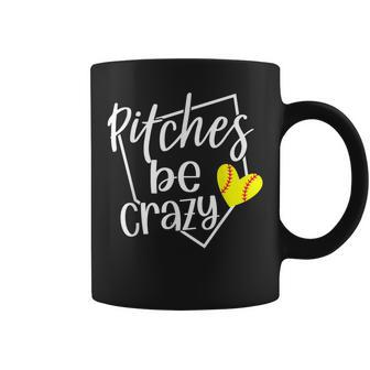 Softball Player Pitches Be Crazy Softball Pitcher Coffee Mug - Seseable
