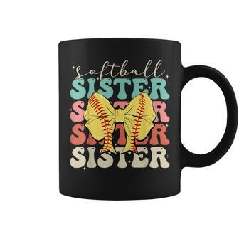 Softball Sister Vintage Sport Lover Sister Mothers Da Coffee Mug - Seseable
