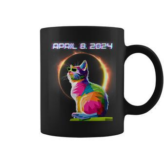 Solar Eclipse 2024 April 8 Cat Solar Eclipse Glasses Coffee Mug | Mazezy