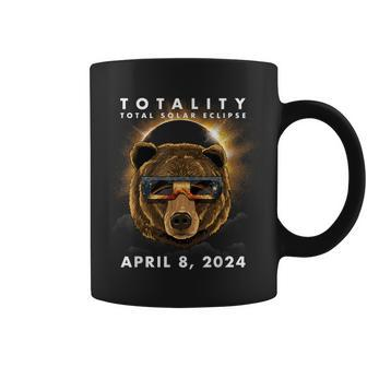 Solar Eclipse 2024 Bear Wearing Eclipse Glasses Coffee Mug - Seseable