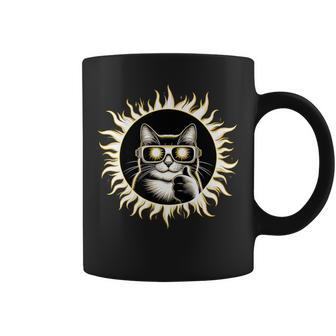 Solar Eclipse 2024 Cat In Solar Glasses Coffee Mug - Monsterry