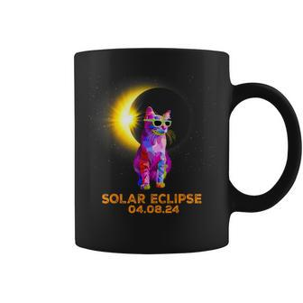 Solar Eclipse 2024 Cat Wearing Solar Eclipse Glasses Coffee Mug - Seseable