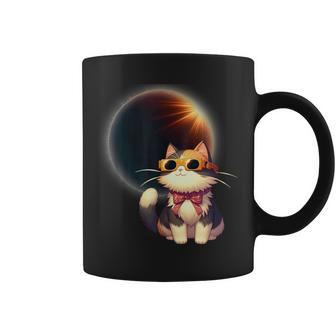 Solar Eclipse 2024 Cat Wearing Solar Eclipse Glasses Coffee Mug - Monsterry