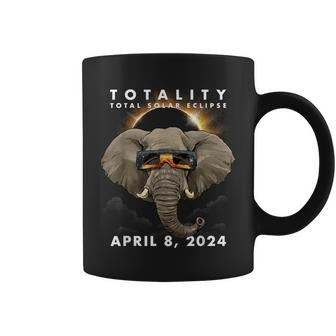 Solar Eclipse 2024 Elephant Wearing Eclipse Glasses Coffee Mug | Mazezy