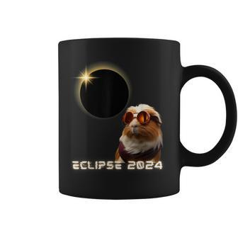 Solar Eclipse 2024 Guinea Pig Wearing Glasses Coffee Mug - Monsterry