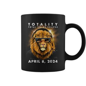 Solar Eclipse 2024 Lion Wearing Eclipse Glasses Coffee Mug - Seseable