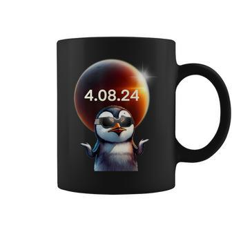 Solar Eclipse 2024 Penguin Wearing Solar Eclipse Coffee Mug - Seseable