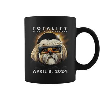 Solar Eclipse 2024 Shih Tzu Dog Wearing Glasses Coffee Mug | Mazezy