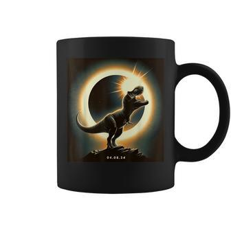 Solar Eclipse 2024 T-Rex Dinosaur April 8 2024 Total Eclipse Coffee Mug - Seseable