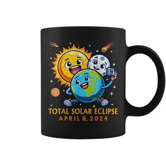 Solar Eclipse April 8 2024 Cute Earth Sun Moon Selfie Space Coffee Mug | Seseable CA