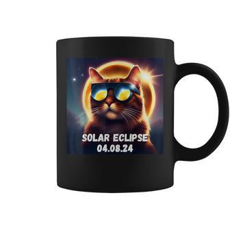Solar Eclipse April 8 2024 Space Cat Sun Totality Glasses Coffee Mug | Mazezy