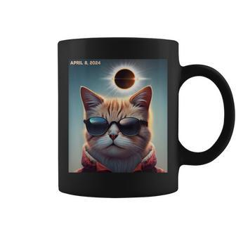 Solar Eclipse Cat 2024 April 8 Solar Eclipse Glasses Coffee Mug - Monsterry CA