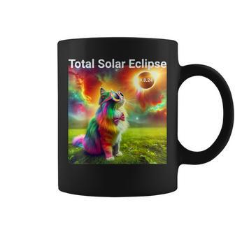Solar Eclipse Cat Wearing Solar Eclipse Glasses 2024 Coffee Mug - Seseable