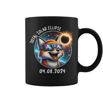 Solar Eclipse Fox Wearing Glasses Pet April 8 2024 Coffee Mug - Seseable