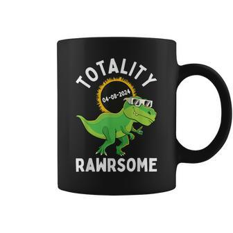 Solar Eclipse Totality Rawrsome 04 08 2024 T-Rex Dinosaur Coffee Mug - Monsterry DE