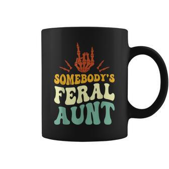 Somebody's Feral Aunt Skeleton Hand Mother's Day Coffee Mug - Monsterry DE