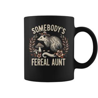 Somebody's Feral Aunt Opossum Wild Auntie Boho Mushroom Coffee Mug - Monsterry DE