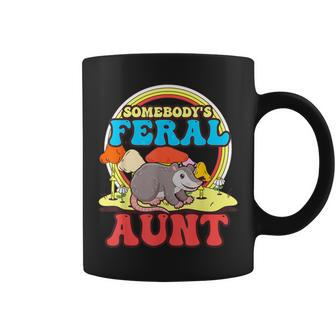 Somebody's Feral Aunt Opossum Wild Auntie Groovy Mushroom Coffee Mug - Monsterry DE