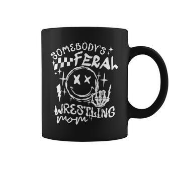 Somebody's Feral Wrestling Mom Retro Mama Life Mother's Day Coffee Mug - Seseable