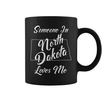 Someone In North Dakota Loves Me State Map Outline Coffee Mug - Monsterry DE