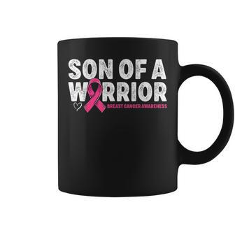 Son Of A Warrior Breast Cancer Awareness Pink Ribbon Mom Coffee Mug - Monsterry DE