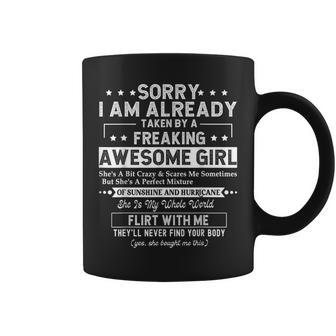 Sorry I'm Already Taken By A Freaking Awesome Girl Husband Coffee Mug - Thegiftio UK