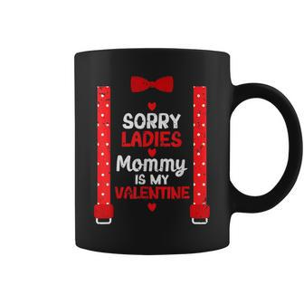 Sorry Ladies Mommy Is My Valentine Suspenders Bow Tie Coffee Mug | Mazezy