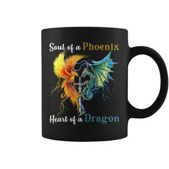 Soul Of A Phoenix Heart Of A Dragon Coffee Mug | Mazezy