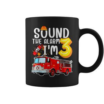 Sound The Alarm I'm 3 3Rd Birthday Fireman Firetruck Boys Coffee Mug - Monsterry UK
