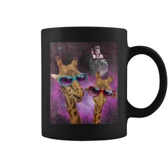 Space Giraffes In A Nebula Cat On The Moon Coffee Mug - Monsterry DE