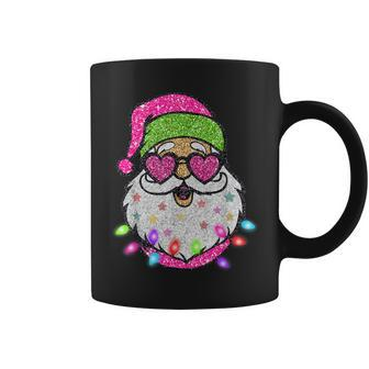 Sparkly Sequin Santa Xmas Lights Christmas Pajamas Coffee Mug | Mazezy
