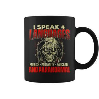 I Speak 4 Languages Ghost Hunting Paranormal Researcher Coffee Mug - Monsterry UK