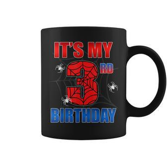 Spider Web 3 Years Old It's My 3Rd Birthday Boy Party Coffee Mug - Monsterry UK