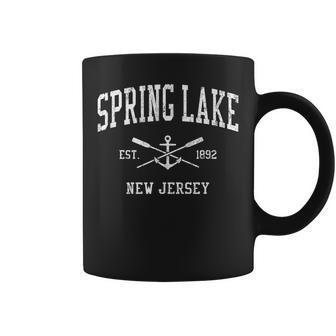 Spring Lake Nj Vintage Crossed Oars & Boat Anchor Sports Coffee Mug - Monsterry DE