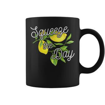 Squeeze The Day Lemons And Leaves Cute Coffee Mug - Monsterry UK