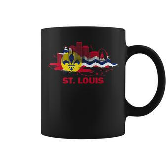 St Louis City Flag Downtown Skyline St Louis Skyline Coffee Mug - Monsterry UK