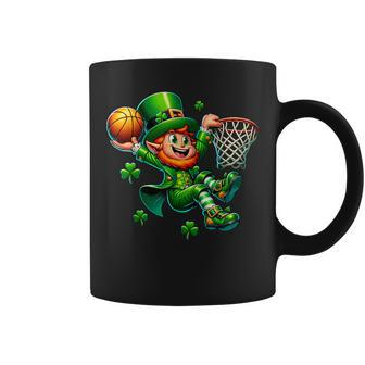 St Patrick's Day Basketball Irish Leprechaun Slam Dunk Coffee Mug - Seseable
