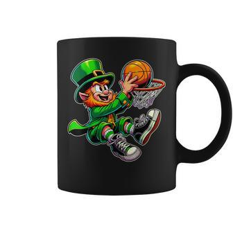 St Patrick's Day Irish Leprechaun Basketball Player Dunk Coffee Mug - Seseable