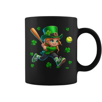 St Patrick's Day Man Playing Softball Shamrocks Player Team Coffee Mug - Seseable