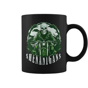 St Patrick's Day For Motorcycle Shenanigans Irish Skull Coffee Mug - Seseable
