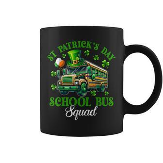 St Patrick's Day School Bus Squad Clovers School Bus Driver Coffee Mug - Monsterry