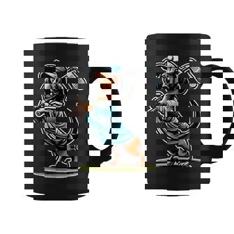 Standing Dachshund Wiener Dog Swinging Golf Club Coffee Mug - Seseable