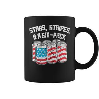 Stars Stripes & A Six Pack Beer Can Us Flag 4Th Of July Coffee Mug - Monsterry UK