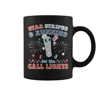 Stars And Stripes Running For Call Lights 4Th Of July Nurse Coffee Mug - Monsterry CA