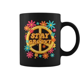 Stay Groovy 60S 70S Floral Peace Symbol Be Positive Hippie Coffee Mug - Thegiftio UK