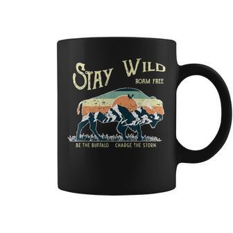 Stay Wild Roam Free Buffalo Mountain Forest Hiking Camping Coffee Mug - Monsterry