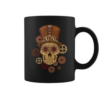 Steampunk Skull Gears Goggles Hat Science Fiction Lover Coffee Mug - Monsterry